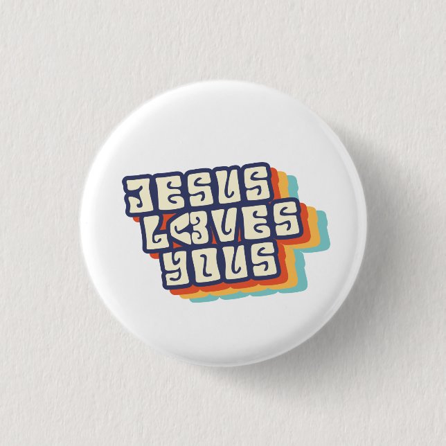 Jesus Loves You Christian Retro 3 Cm Round Badge (Front)