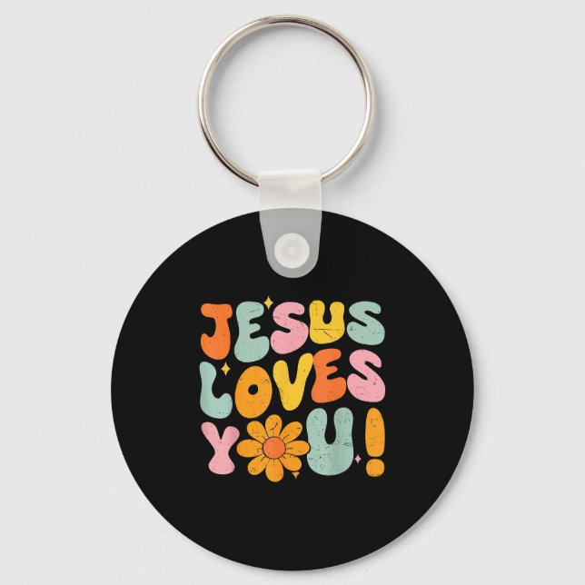 Jesus Loves You Christian Teen Girl God Sister Goo Key Ring (Front)