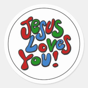 Jesus loves you classic round sticker