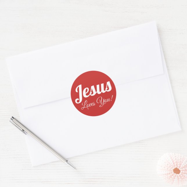 Jesus Loves You Classic Round Sticker (Envelope)