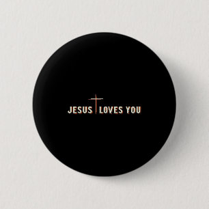 Jesus Loves You Cross God Christian Graphic  6 Cm Round Badge