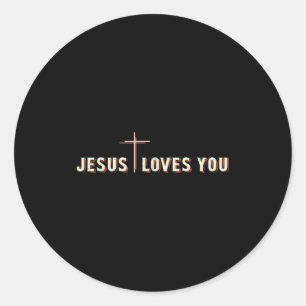 Jesus Loves You Cross God Christian Graphic Classic Round Sticker