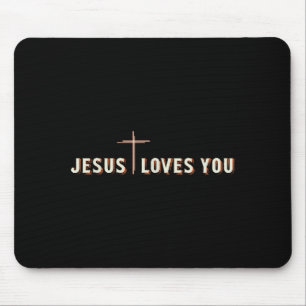 Jesus Loves You Cross God Christian Graphic Mouse Mat