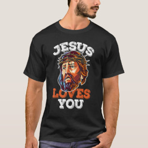 Jesus Loves You Crown Thorns Faith Tattoo Love Chr T-Shirt