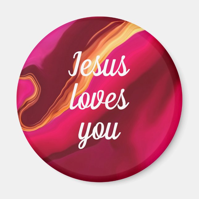 Jesus Loves You Customise Quote Modern Red Pink Magnet (Front)