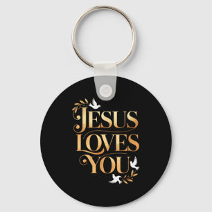 Jesus Loves You Dove And Olive Branch Elegant Chri Key Ring