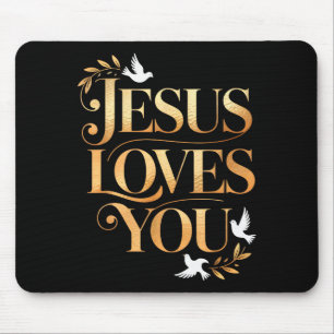 Jesus Loves You Dove And Olive Branch Elegant Chri Mouse Mat