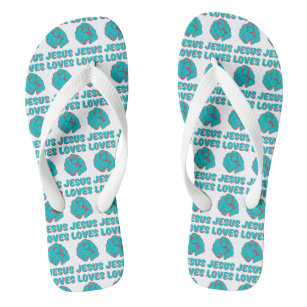 Jesus Loves You Faith Based Quote All-Over Unisex Flip Flops