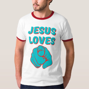Jesus Loves You Faith Based Quote Mens Ringer T-Shirt
