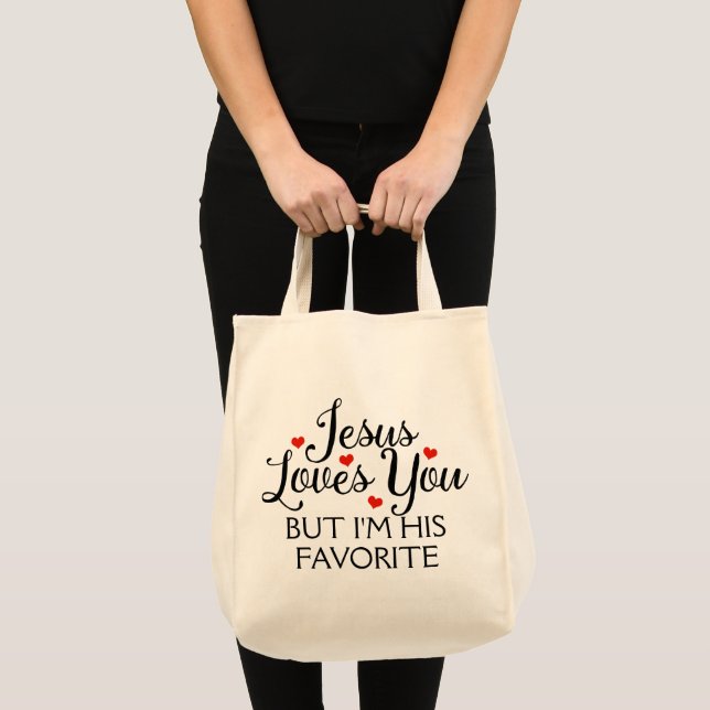 Jesus Loves You Favorite Grocery Tote Bag (Front (Product))
