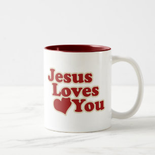 Jesus Loves you for Christians Two-Tone Coffee Mug