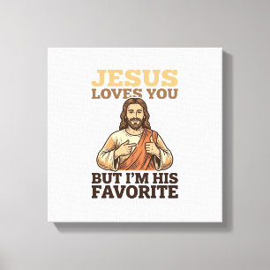 Jesus Loves You Funny Vintage Faith Shirt Design_1 Canvas Print