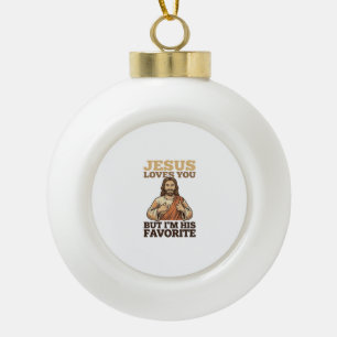 Jesus Loves You Funny Vintage Faith Shirt Design_1 Ceramic Ball Christmas Ornament