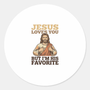 Jesus Loves You Funny Vintage Faith Shirt Design_1 Classic Round Sticker