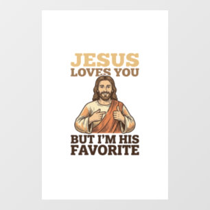 Jesus Loves You Funny Vintage Faith Shirt Design_1 Window Cling