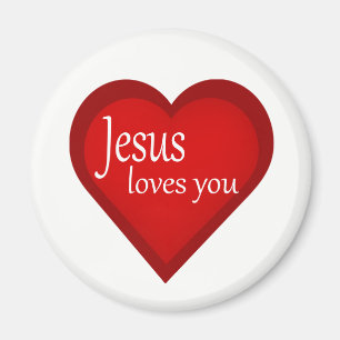 Jesus Loves You Heart Affirmative Magnet