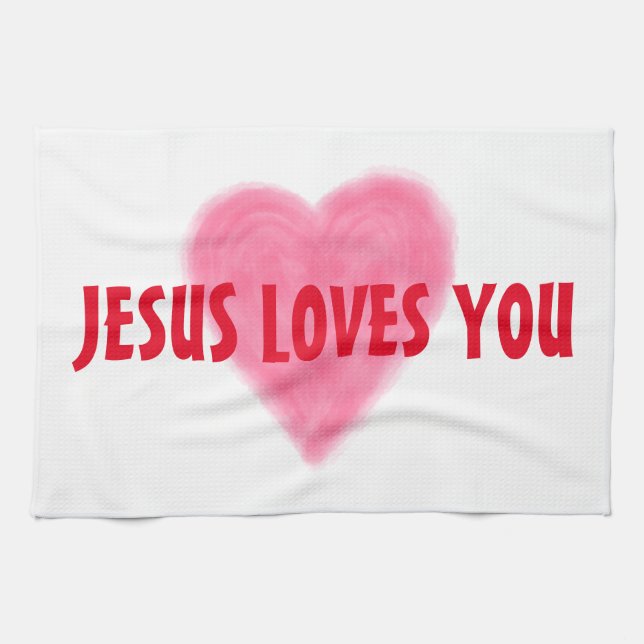 JESUS LOVES YOU Kitchen Towel (Horizontal)
