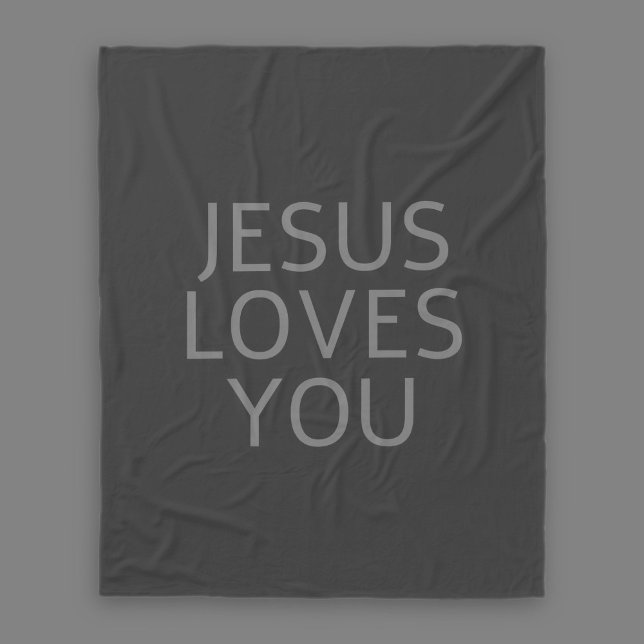 Jesus loves you | Light & dark grey Fleece Blanket (Creator Uploaded)