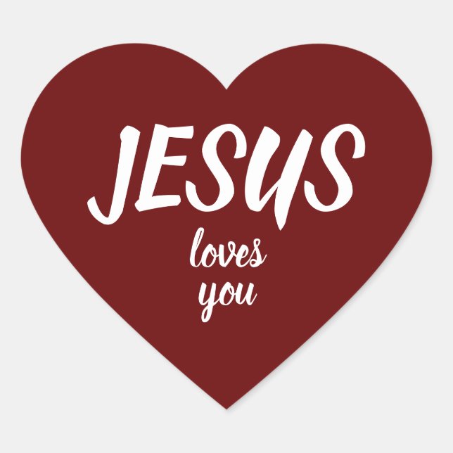 JESUS Loves You Minimal Modern Simple Valentine's Heart Sticker (Front)