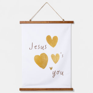 Jesus loves you. modern Wood Topped Tapestry