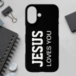 Jesus Loves You Motivational Typography iPhone 16 Case<br><div class="desc">Jesus Loves You Motivational Typography</div>