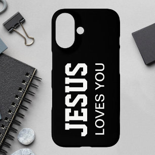 Jesus Loves You Motivational Typography iPhone 16 Case