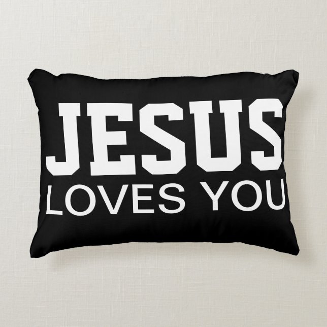 Jesus Loves You Motivational Typography Decorative Cushion (Front)