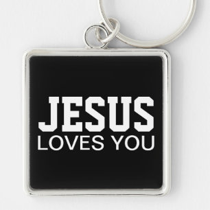 Jesus Loves You Motivational Typography Key Ring