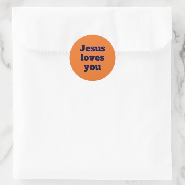 Jesus Loves You Orange Halloween Trick or Treat Classic Round Sticker (Bag)