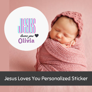 Jesus Loves You Personalised Classic Round Sticker
