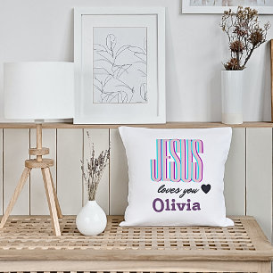 Jesus Loves You Personalised Nursery Cushion