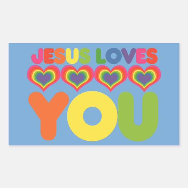 Jesus Loves you Rectangular Sticker (Front)