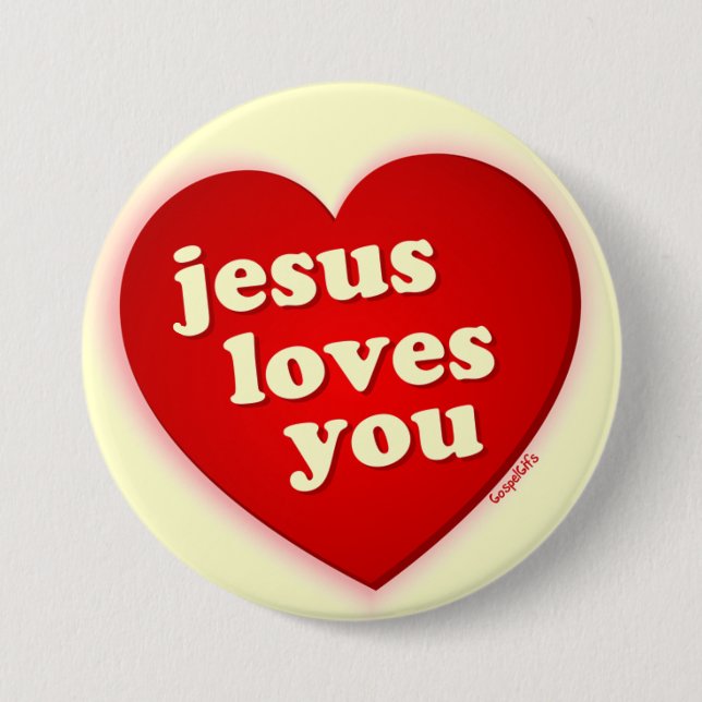 jesus loves you Red Heart Button (Front)