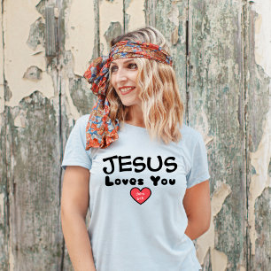 Jesus Loves You Red Heart T-Shirt