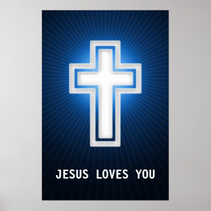 Jesus Loves You   Religious Cross Poster