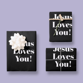 Jesus loves you! | Retro-modern type style Wrapping Paper Sheet