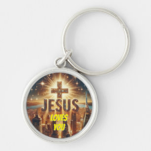 Jesus loves you Round Keychain