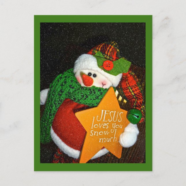 Jesus Loves You Snow Much! Christian Theme Snowman Postcard (Front)