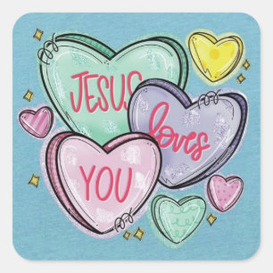Jesus Loves You Square Sticker