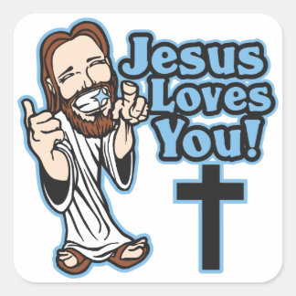 Jesus Loves You Square Sticker