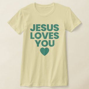 Jesus Loves You Tee, Christian, Embossed Print T-Shirt