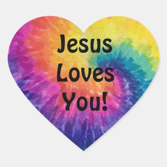 Jesus Loves You tie dye sticker (Front)