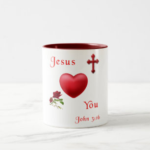 jesus loves you Two-Tone coffee mug