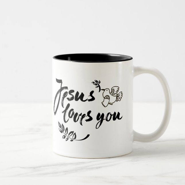Jesus Loves You Two-Tone Coffee Mug (Right)