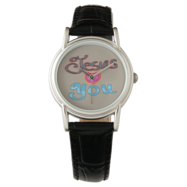 Jesus Loves You with Pink Heart  Watch (Front)