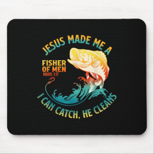 Jesus Made Me A Fisher Bibble Verse Mark 1_17 Fish Mouse Mat