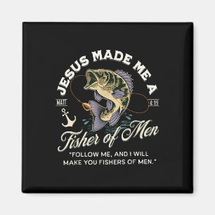 Jesus Made Me A Fisher Of Men Funny Christian Fish Magnet