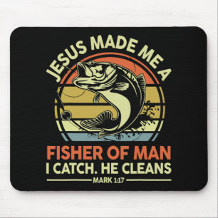 Jesus Made Me Fisher Of Man Funny B Dad Christian  Mouse Mat