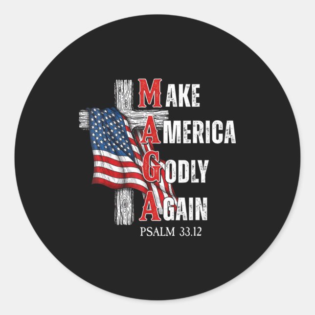 Jesus Make America Godly Again American Patriot Ch Classic Round Sticker (Front)