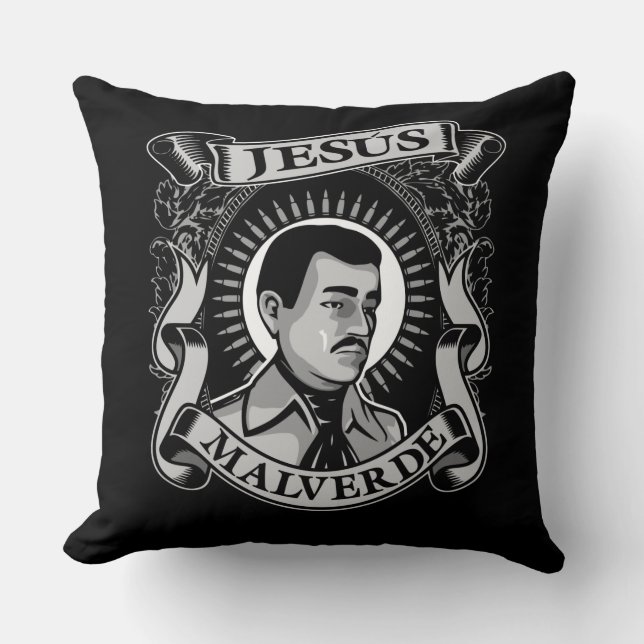 Jesus Malverde Gift Mexican Hero Jesus Malverde Cushion (Front)